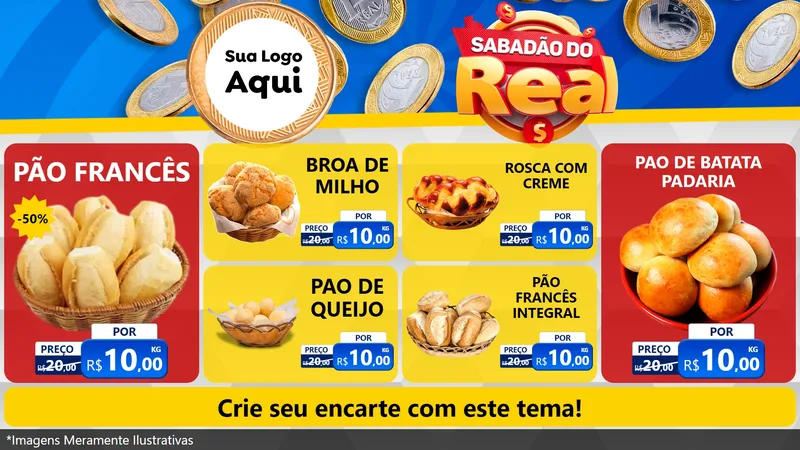 Modelo de TV para TV Horizontal com o tema Sabadão do Real para Padaria