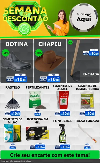 Modelo de Encarte para Encarte Grande com o tema Semana de Descontão - Copa para Agropecuária