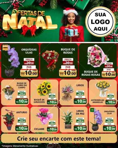 Modelo de Rede Social para Feed Instagram com o tema Ofertas de Natal para Floricultura e jardim