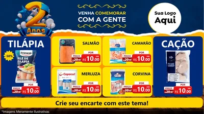 Modelo de TV para TV Horizontal com o tema Aniversário de 2 anos para Peixaria
