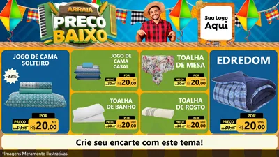 Modelo de TV para TV Horizontal com o tema Arraiá de Preço Baixo - Junina para Cama, Mesa e Banho