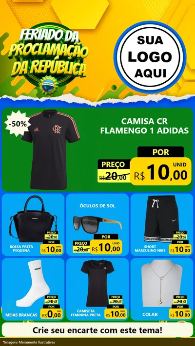 Modelo de Rede Social para Stories com o tema Feriado da Proclamação da República para Roupas e acessórios