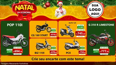 Modelo de TV para TV Horizontal com o tema Natal da Economia para Concessionaria de Motos