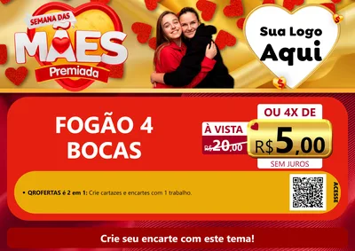 Modelo de Cartaz para Cartaz A4 Horizontal com o tema Semana das Mães Premiada para Móveis e Eletro