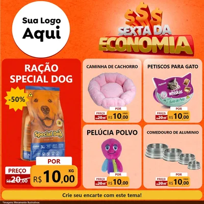 Modelo de Rede Social para Feed Facebook com o tema Sexta da Economia para Pet Shop