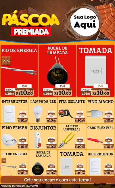 Modelo de Encarte para Encarte Grande com o tema Páscoa Premiada para Materiais Elétricos