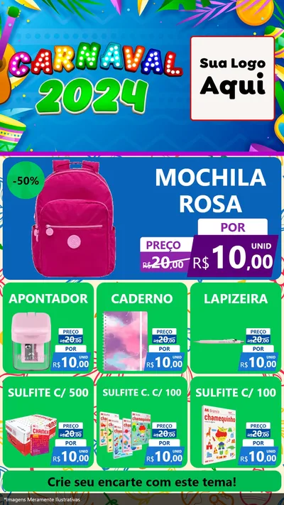 Modelo de Rede Social para Stories com o tema Carnaval 2027 para Papelaria