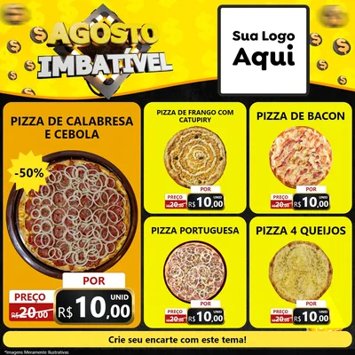 Modelo de Rede Social para Feed Facebook com o tema Agosto Imbatível para Pizzaria