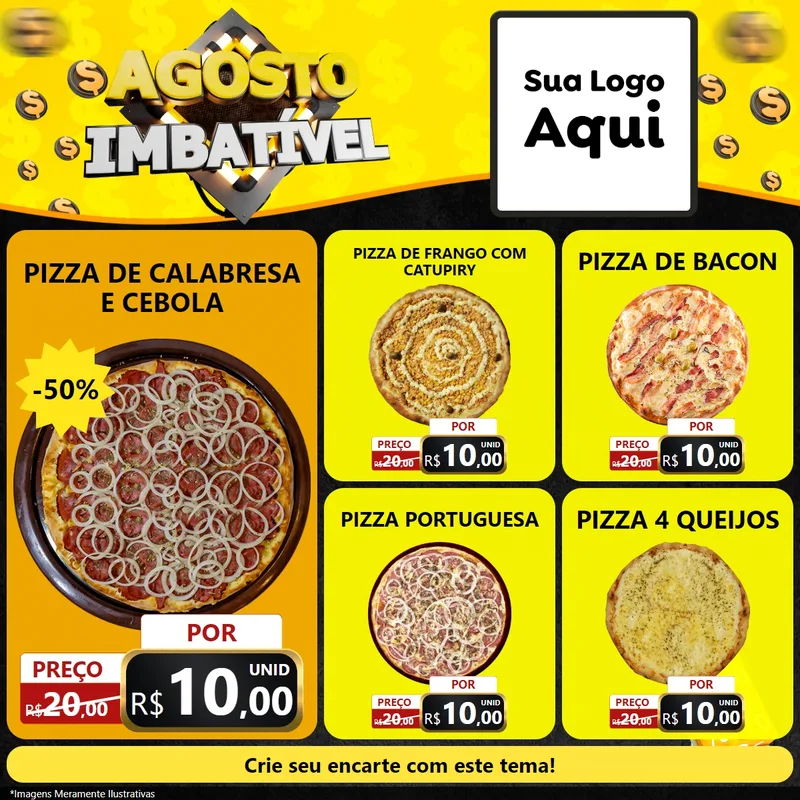 Modelo de Rede Social para Feed Facebook com o tema Agosto Imbatível para Pizzaria