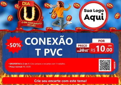 Modelo de Cartaz para Cartaz A4 Horizontal com o tema Dia U - O Dia Mais Barato Do Mês para Tubos e conexões