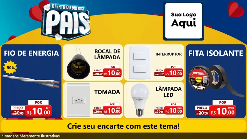Modelo de TV para TV Horizontal com o tema Oferta Do Dia Dos Pais para Materiais Elétricos