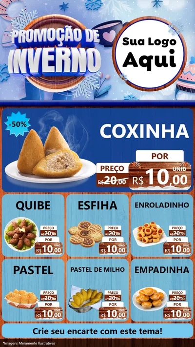 Modelo de Rede Social para Stories com o tema Promoção de Inverno para Salgadaria