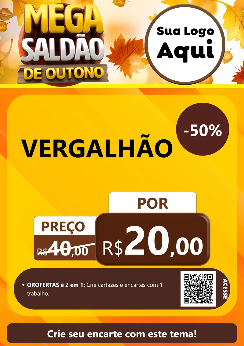 Modelo de Cartaz para Cartaz A4 Vertical com o tema Mega Saldão de Outono para Ferragens