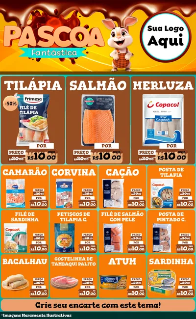 Modelo de Encarte para Encarte Grande com o tema Páscoa Fantástica para Peixaria