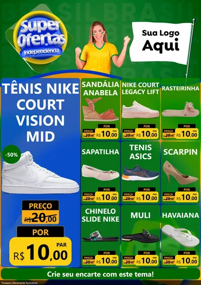 Modelo de Encarte para Encarte A4 Vertical com o tema Super Ofertas de Independência para Calçados