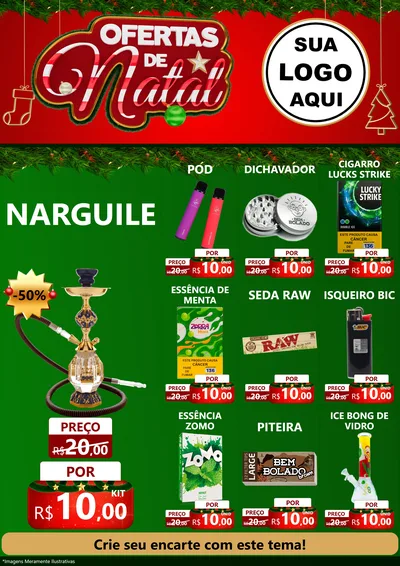 Modelo de Encarte para Encarte A4 Vertical com o tema Ofertas de Natal para Tabacaria