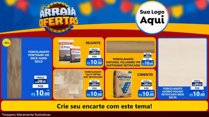 Modelo de TV para TV Horizontal com o tema Arraiá de Ofertas - Junina para Pisos e revestimentos