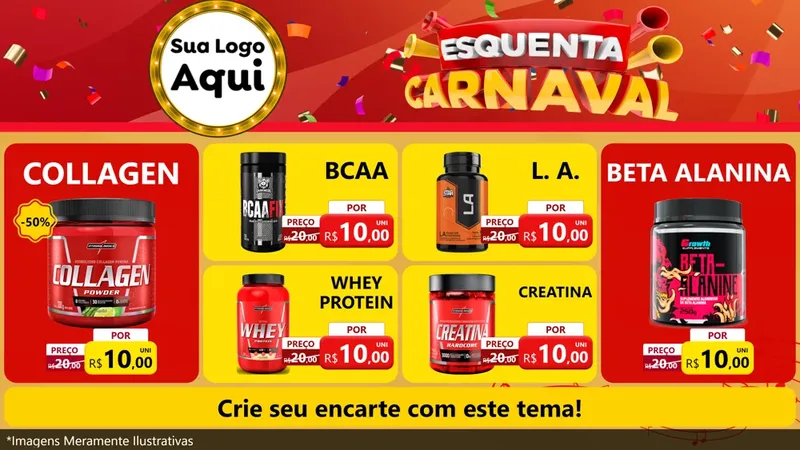 Modelo de TV para TV Horizontal com o tema Esquenta Carnaval para Suplementos alimentares