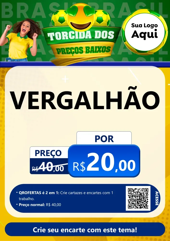 Modelo de Cartaz para Cartaz A4 Vertical com o tema Torcida dos Preços Baixos - Copa para Ferragens