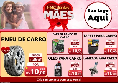 Modelo de Encarte para Encarte A4 Horizontal com o tema Feliz Dia Das Mães para Auto peças