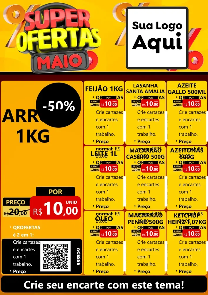 Modelo de Cartaz para Cartaz A4 Vertical com o tema Super Ofertas Maio para Supermercado