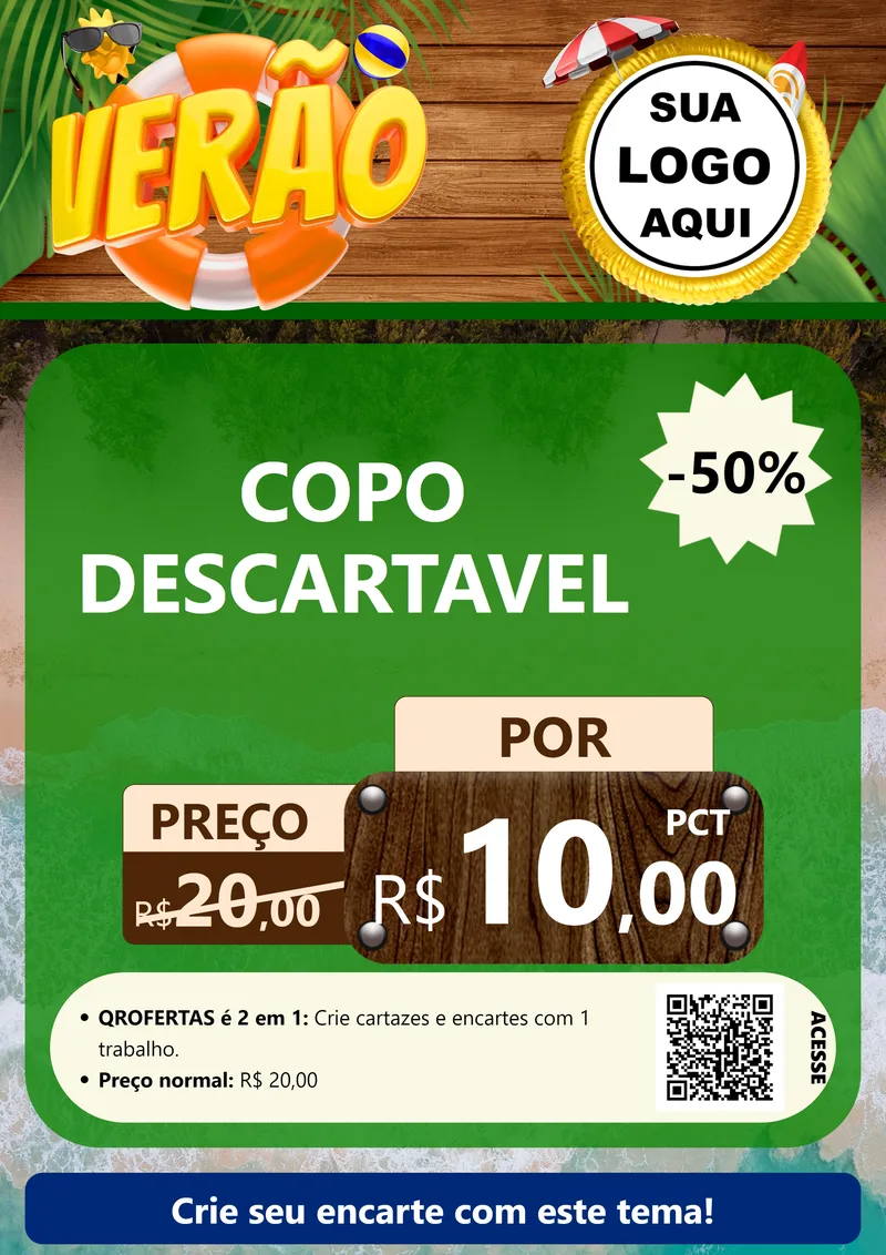 Modelo de Cartaz para Cartaz A4 Vertical com o tema Verão para Embalagens