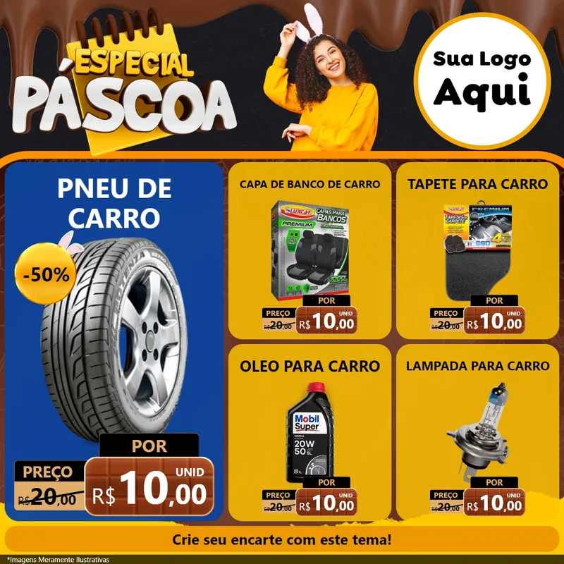 Modelo de Rede Social para Feed Facebook com o tema Especial Páscoa para Auto peças