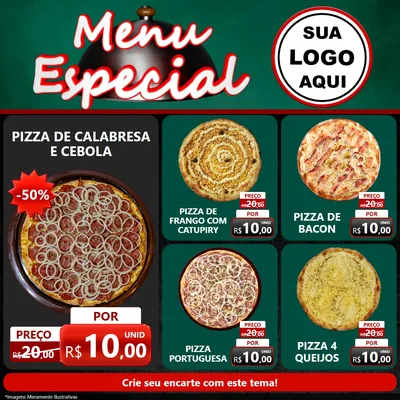 Modelo de Rede Social para Feed Facebook com o tema Menu Especial para Pizzaria
