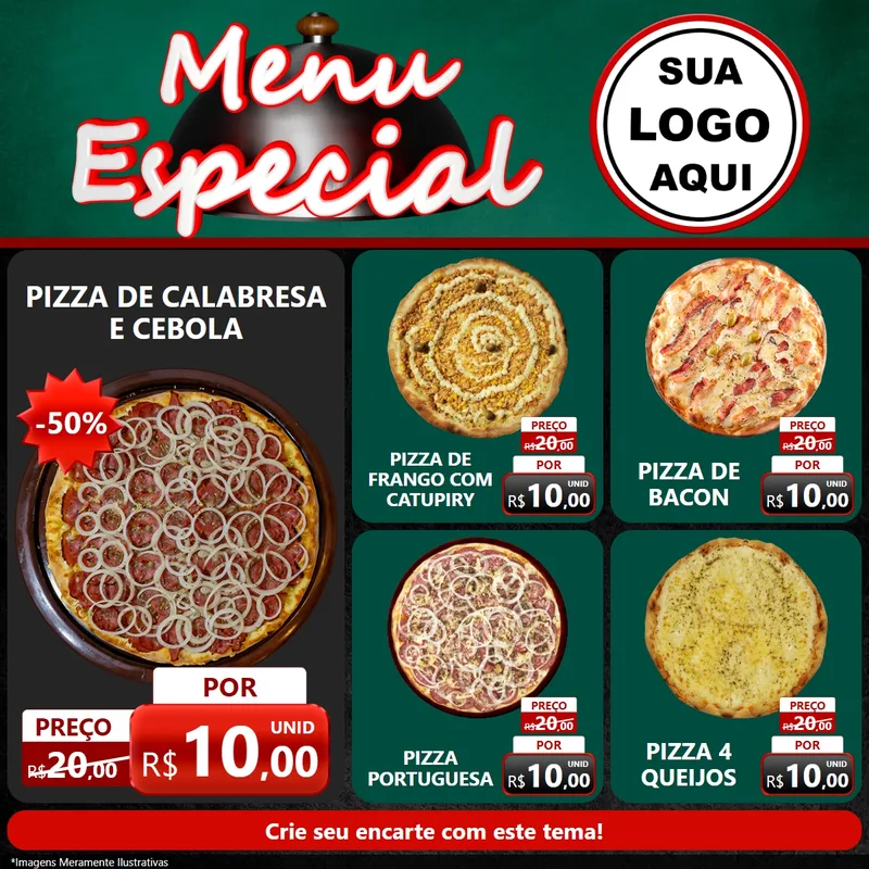 Modelo de Rede Social para Feed Facebook com o tema Menu Especial para Pizzaria