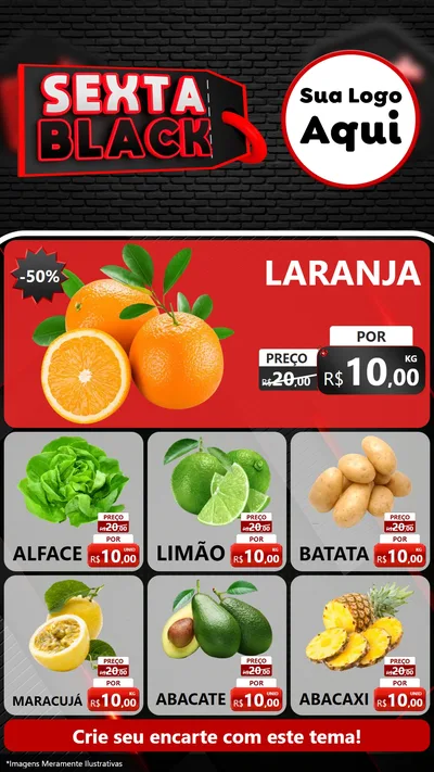 Modelo de Rede Social para Stories com o tema Sexta Black para Hortifrúti