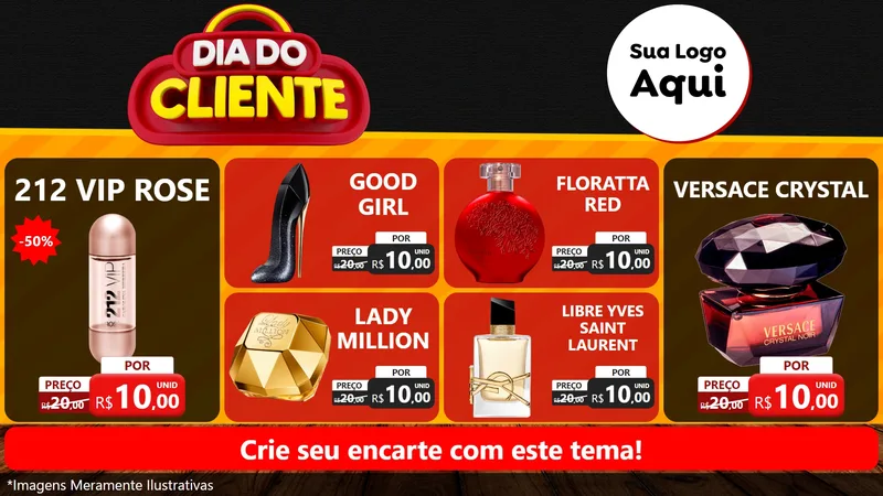 Modelo de TV para TV Horizontal com o tema Dia do Cliente para Perfumes