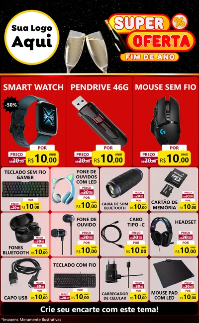 Modelo de Encarte para Encarte Grande com o tema Super Oferta Fim de Ano para Informática
