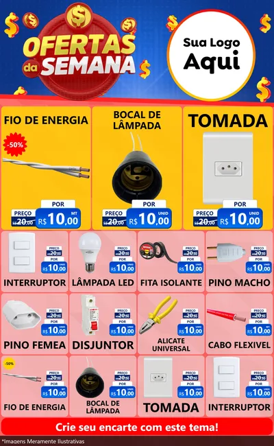Modelo de Encarte para Encarte Grande com o tema Ofertas Da Semana para Materiais Elétricos