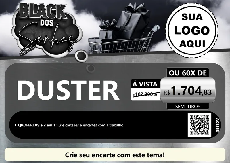 Modelo de Cartaz para Cartaz A4 Horizontal com o tema Black dos Sonhos para Concessionaria de Carros