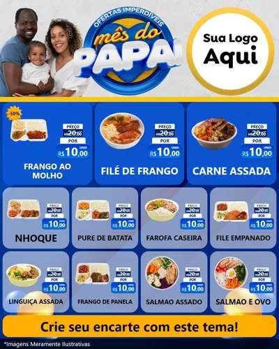 Modelo de Rede Social para Feed Instagram com o tema Ofertas Imperdíveis Mês Do Papai para Restaurante