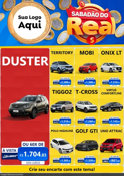 Modelo de Encarte para Encarte A4 Vertical com o tema Sabadão do Real para Concessionaria de Carros