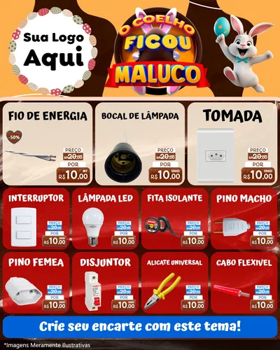 Modelo de Rede Social para Feed Instagram com o tema O Coelho Ficou Maluco - Páscoa para Materiais Elétricos