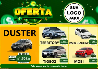 Modelo de Encarte para Encarte A4 Horizontal com o tema Oferta para Concessionaria de Carros