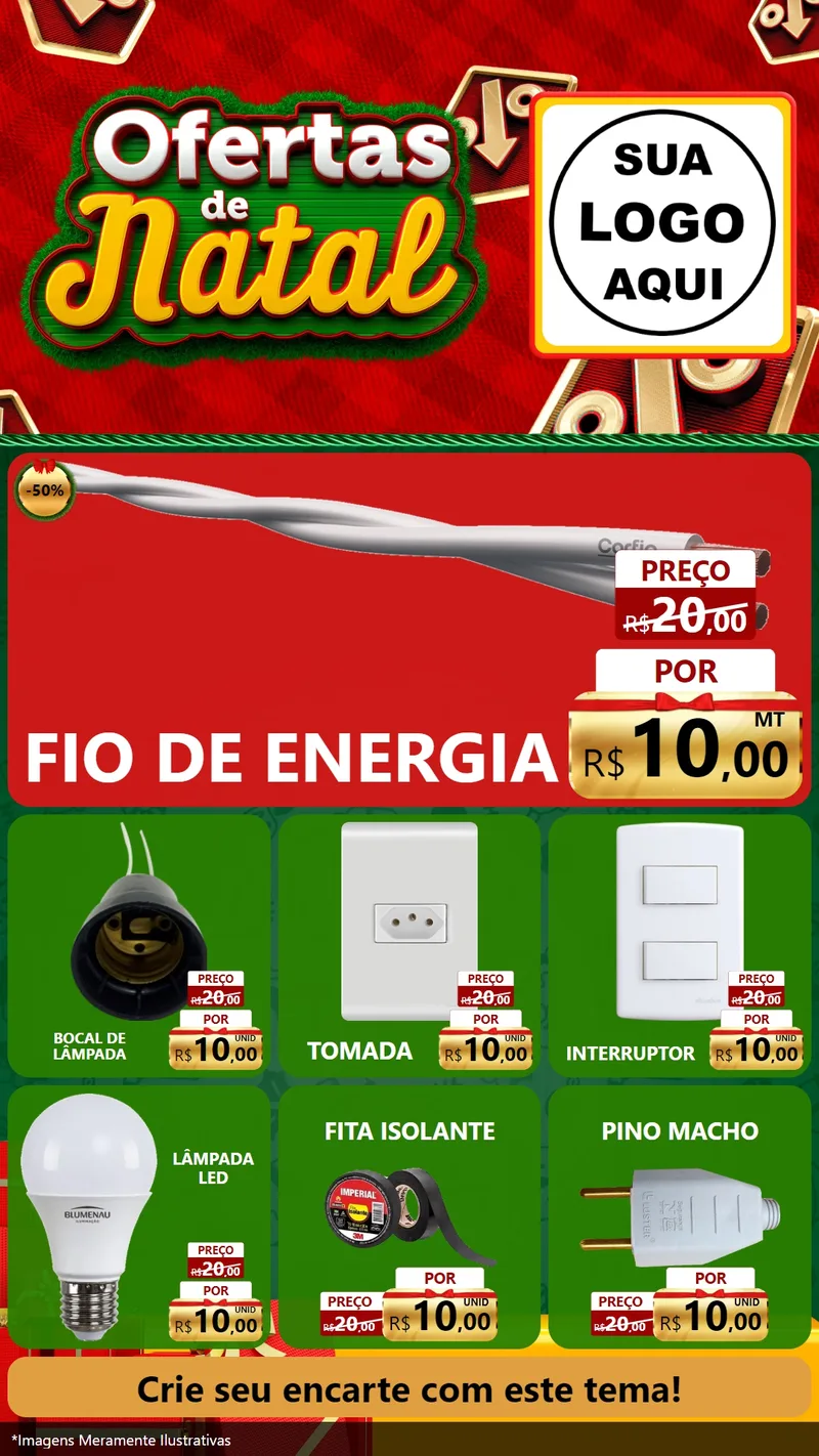 Modelo de Rede Social para Stories com o tema Ofertas de Natal para Materiais Elétricos