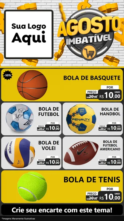 Modelo de TV para TV Vertical com o tema Agosto imbatível para Artigos Esportivos