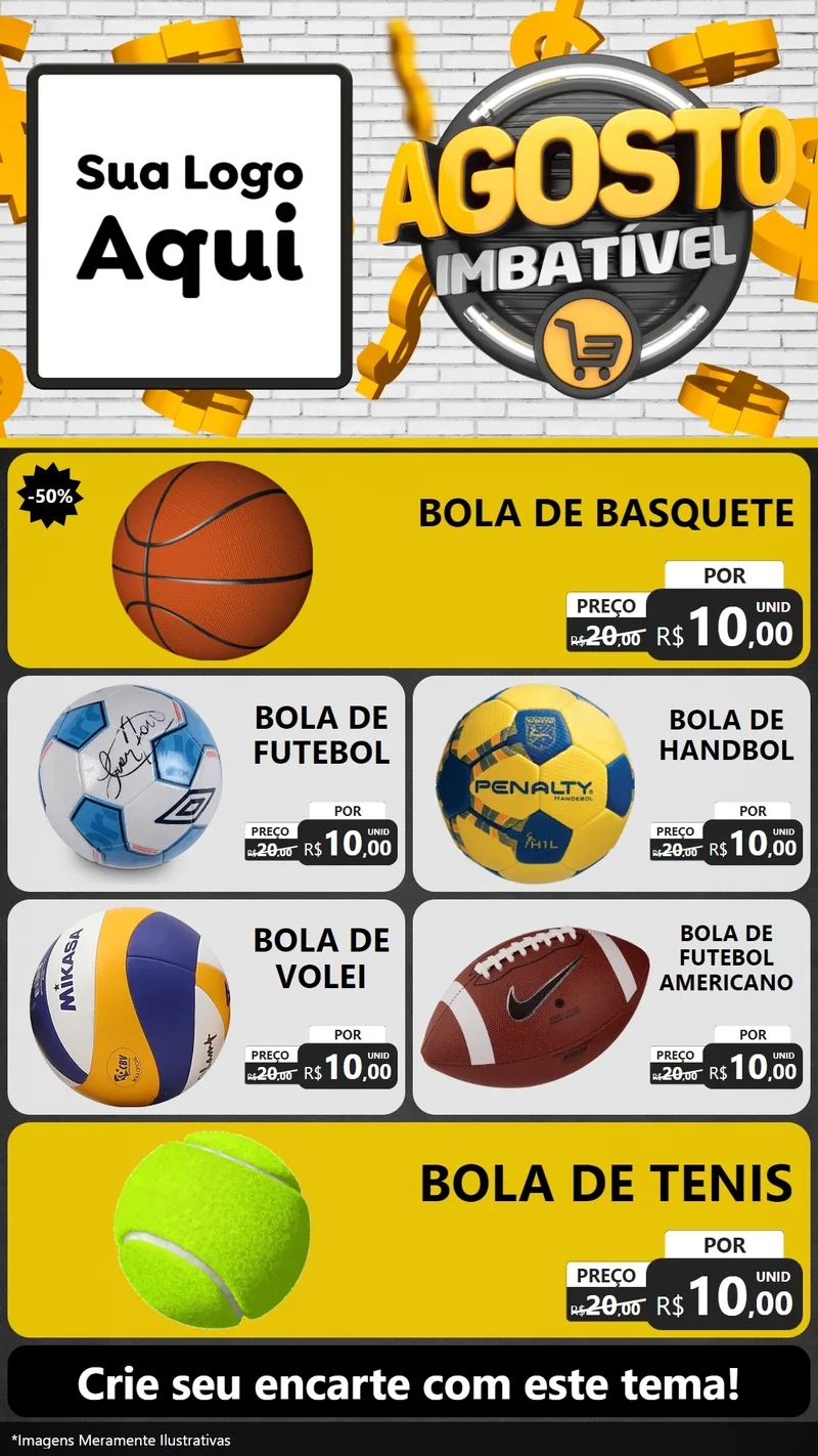 Modelo de TV para TV Vertical com o tema Agosto imbatível para Artigos Esportivos