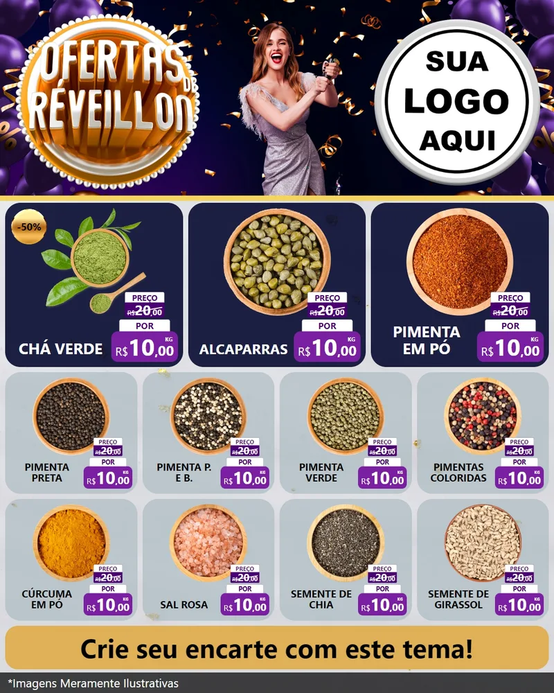 Modelo de Rede Social para Feed Instagram com o tema Ofertas de Réveillon para Produtos Naturais
