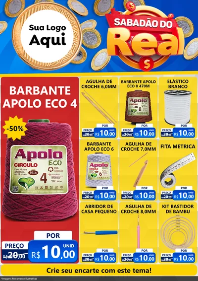 Modelo de Encarte para Encarte A4 Vertical com o tema Sabadão do Real para Armarinho e Aviamentos