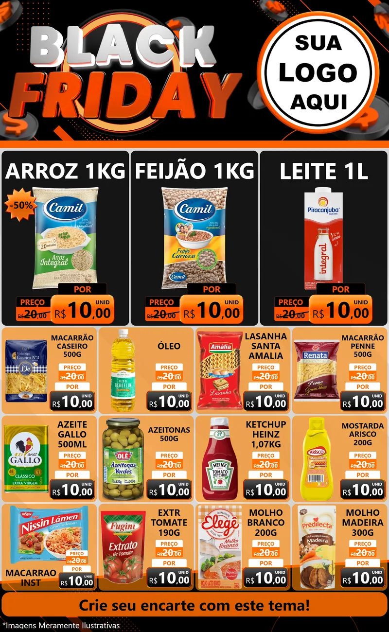 Modelo de Encarte para Encarte Grande com o tema Black Friday para Supermercado