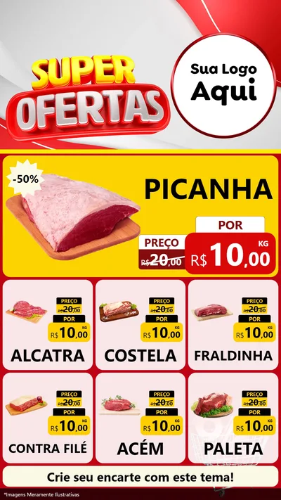 Modelo de Rede Social para Stories com o tema Super Ofertas para Açougue