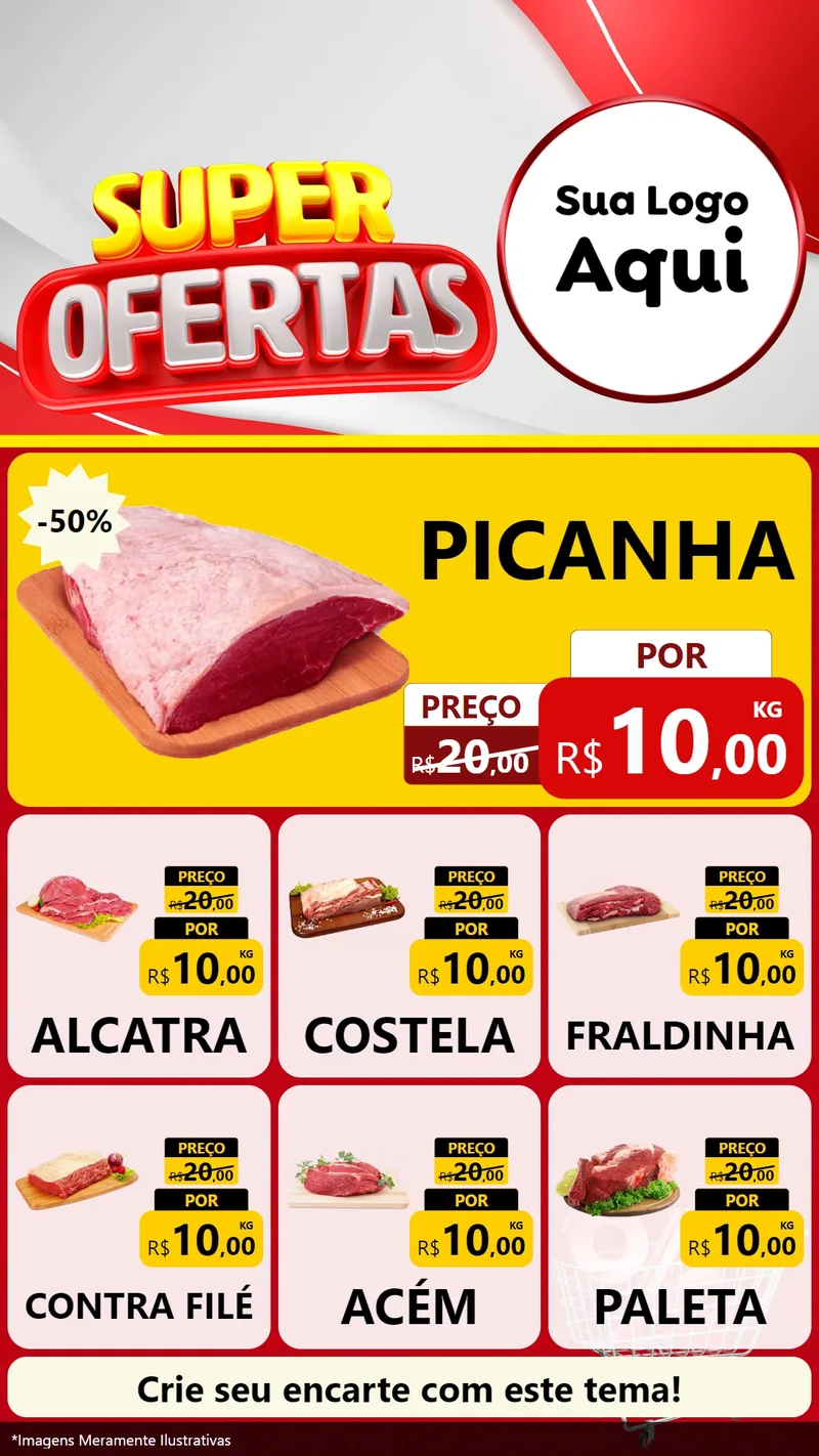 Modelo de Rede Social para Stories com o tema Super Ofertas para Açougue