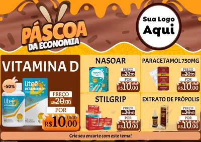 Modelo de Encarte para Encarte A4 Horizontal com o tema Páscoa da Economia para Farmácia
