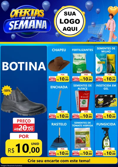 Modelo de Encarte para Encarte A4 Vertical com o tema Ofertas de Fim de Semana para Agropecuária