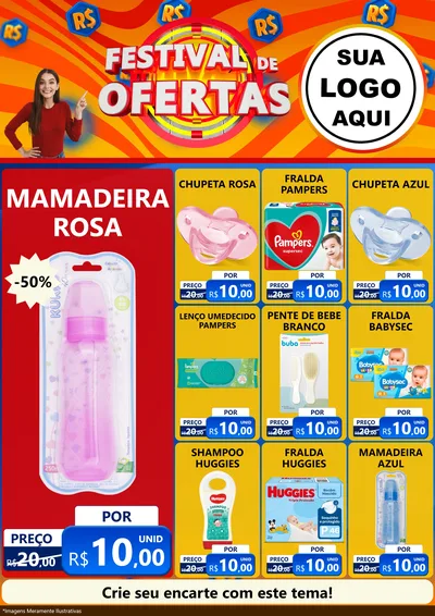 Modelo de Encarte para Encarte A4 Vertical com o tema Festival de Ofertas para Bebês
