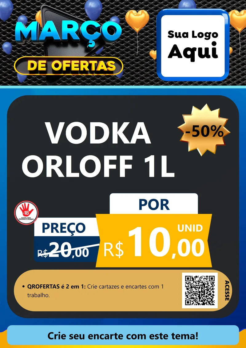Modelo de Cartaz para Cartaz A4 Vertical com o tema Março de Ofertas para Distribuidora de bebidas
